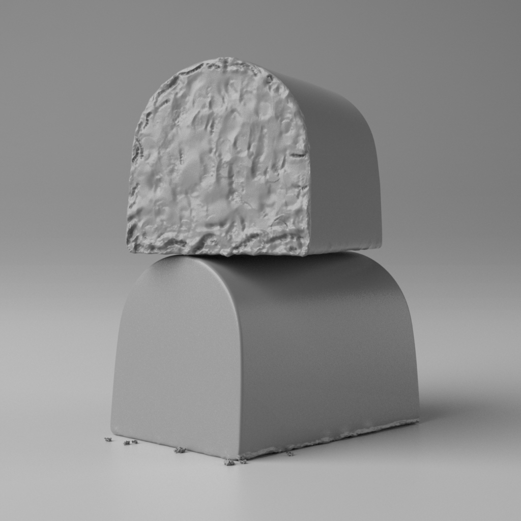 Clay render of the Flormel bonbon — geometry without material
