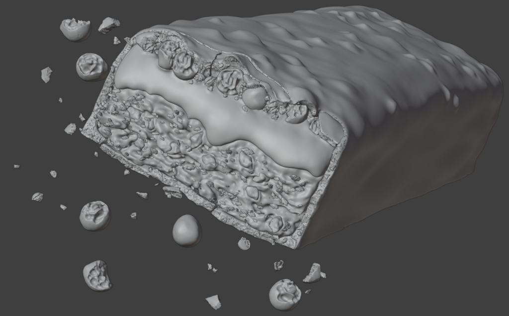 Clay render of the Bold protein bar 3D model, before materials