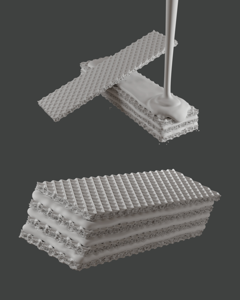 3D wafer de chocolate Bauducco — clay render